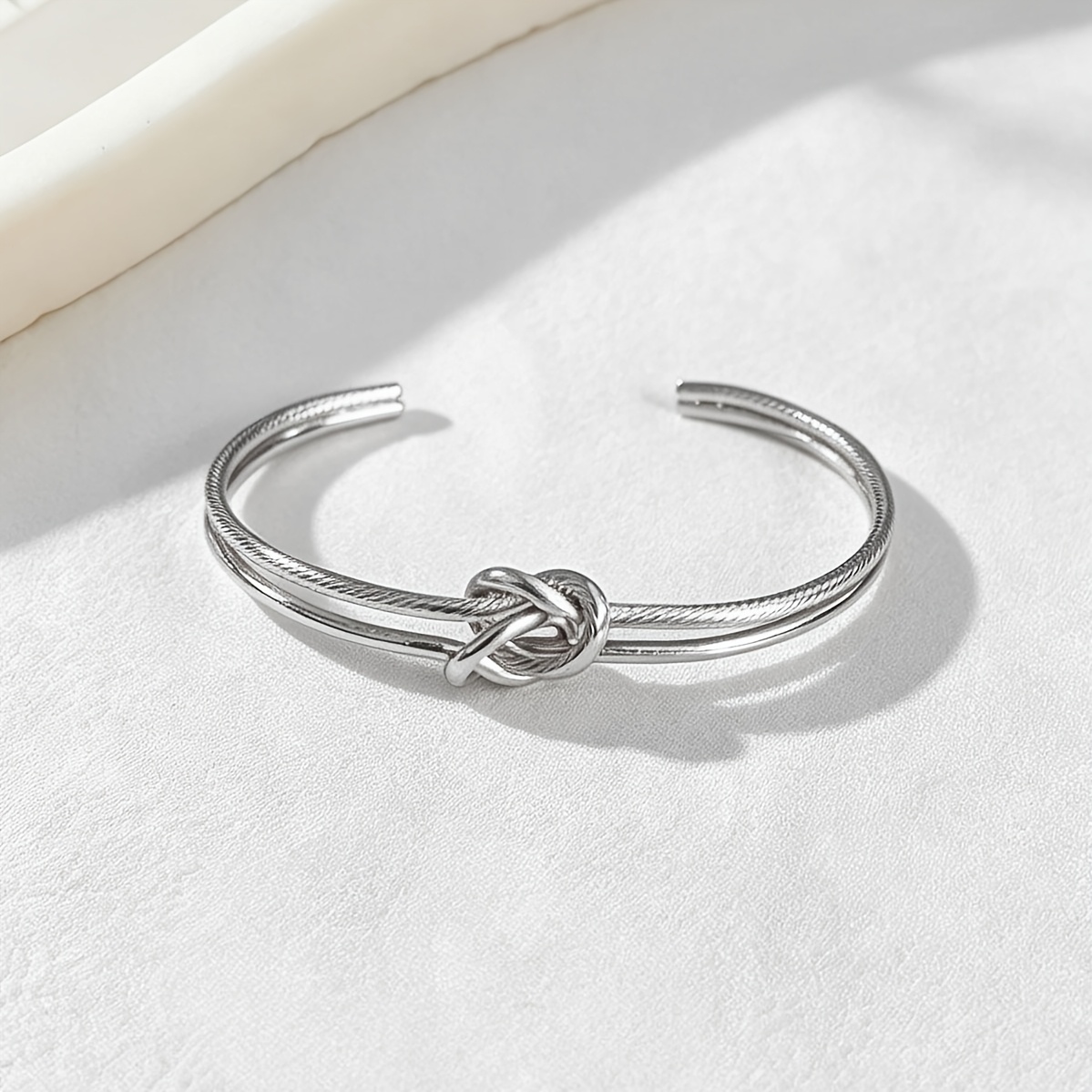 Women's Double-layer Knotted Open Bangle Bracelet